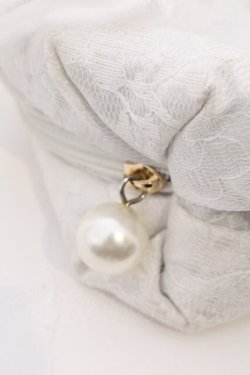 画像3: Maison de FLEUR / パールレースオーガンジーリボンマンゴーポーチ  シロ O-26-03-11-013-LO-ZA-IG-OS