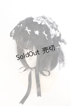 画像1: Fancy Doll / 薔薇付きヘッドドレス  クロ×シロ O-26-03-11-017-PU-AC-IG-OS