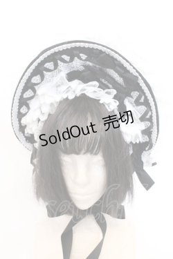 画像2: 妹抖手作工作屋 / レースデコレーション ハーフボンネット  クロ×シロ O-26-03-11-018-PU-AC-IG-OS