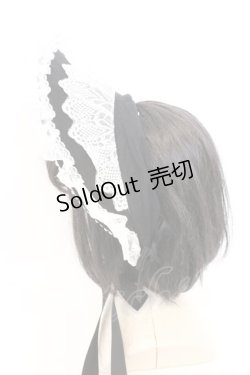 画像3: 妹抖手作工作屋 / レースデコレーション ハーフボンネット  クロ×シロ O-26-03-11-018-PU-AC-IG-OS