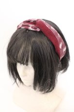 画像1: axes femme / ローズ×チェック柄ヘアバンド  ワイン O-26-03-11-025-AX-AC-IG-ZT649-F004 (1)