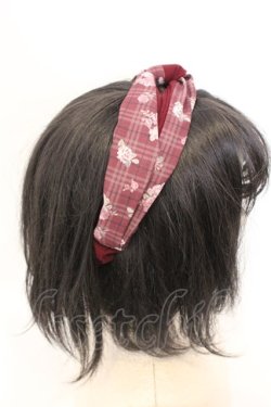 画像3: axes femme / ローズ×チェック柄ヘアバンド  ワイン O-26-03-11-025-AX-AC-IG-OS