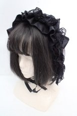 画像1: MARBLE / ボリュームフリルフェミニンヘッドドレス  ブラック O-26-03-12-051-GO-AC-IG-ZT0314J (1)