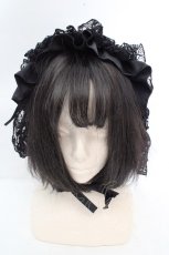 画像2: MARBLE / ボリュームフリルフェミニンヘッドドレス  ブラック O-26-03-12-051-GO-AC-IG-ZT0314J (2)