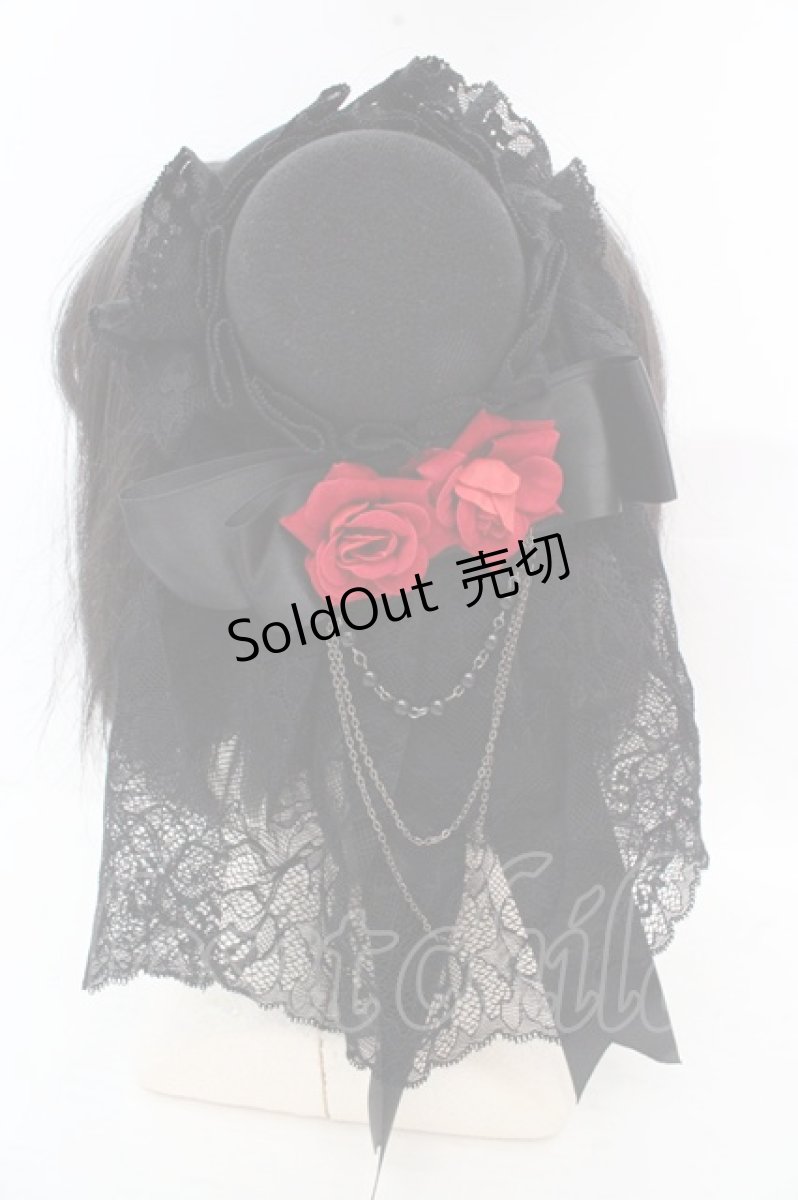 画像3: MARBLE / ヴェールミニハット  ブラック×レッド O-26-03-12-052-GO-AC-IG-ZT0314J (3)