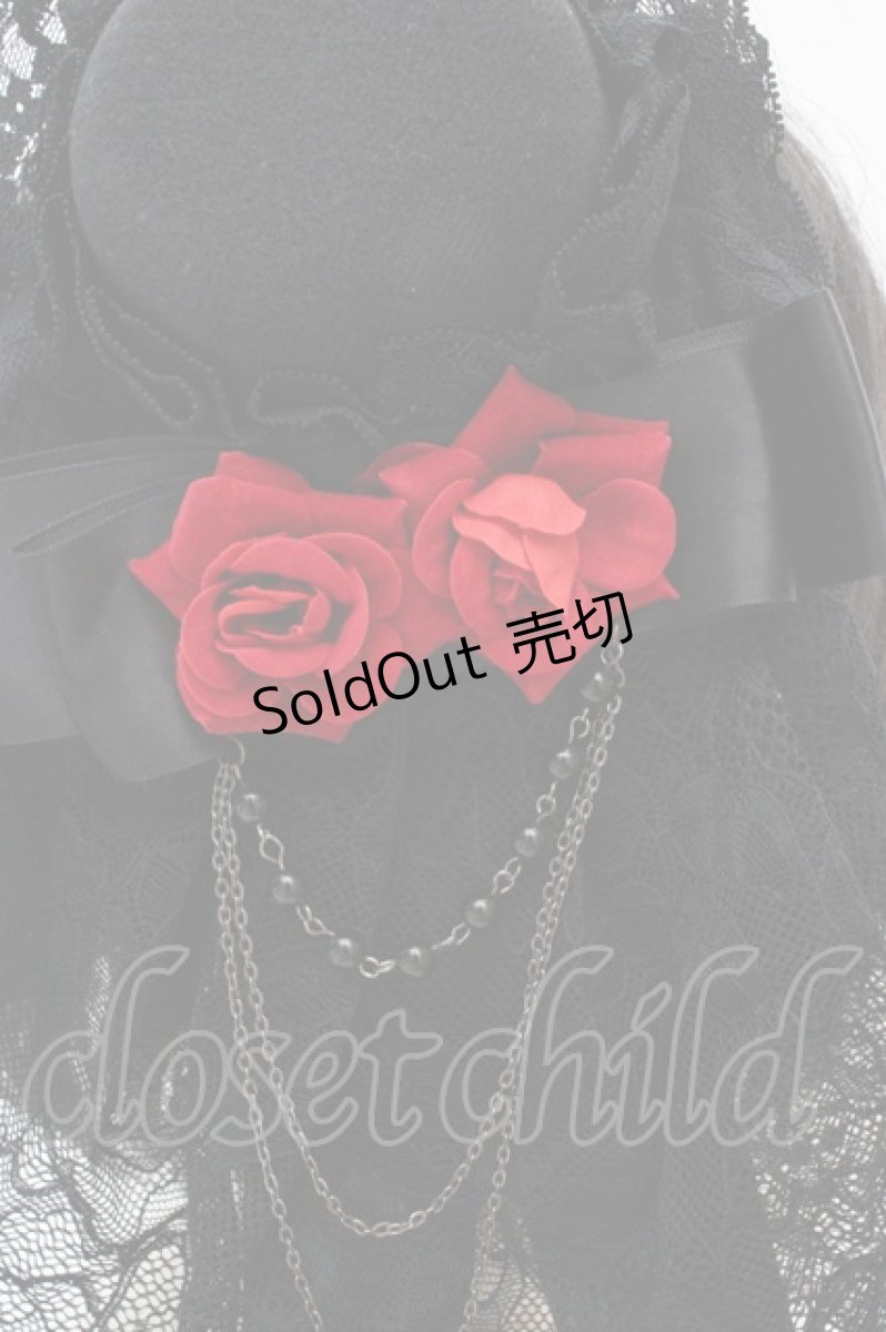 画像4: MARBLE / ヴェールミニハット  ブラック×レッド O-26-03-12-052-GO-AC-IG-ZT0314J (4)