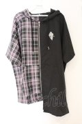 NieR Clothing / コルセットベルト付きTWO-TONE SHIRT ZIP OUTER【PINK】 パーカー  ブラック×ピンク O-26-03-12-1029-PU-TO-IG-OS
