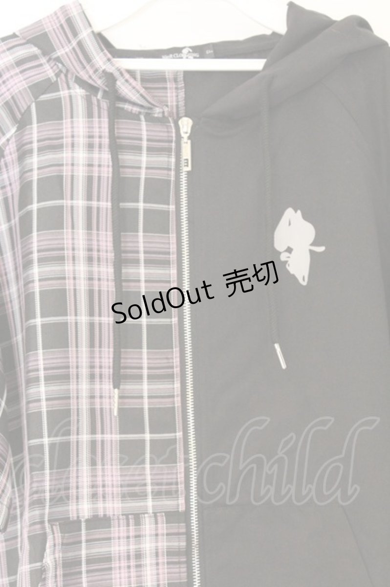 画像2: NieR Clothing / コルセットベルト付きTWO-TONE SHIRT ZIP OUTER【PINK】 パーカー  ブラック×ピンク O-26-03-12-1029-PU-TO-IG-OS (2)