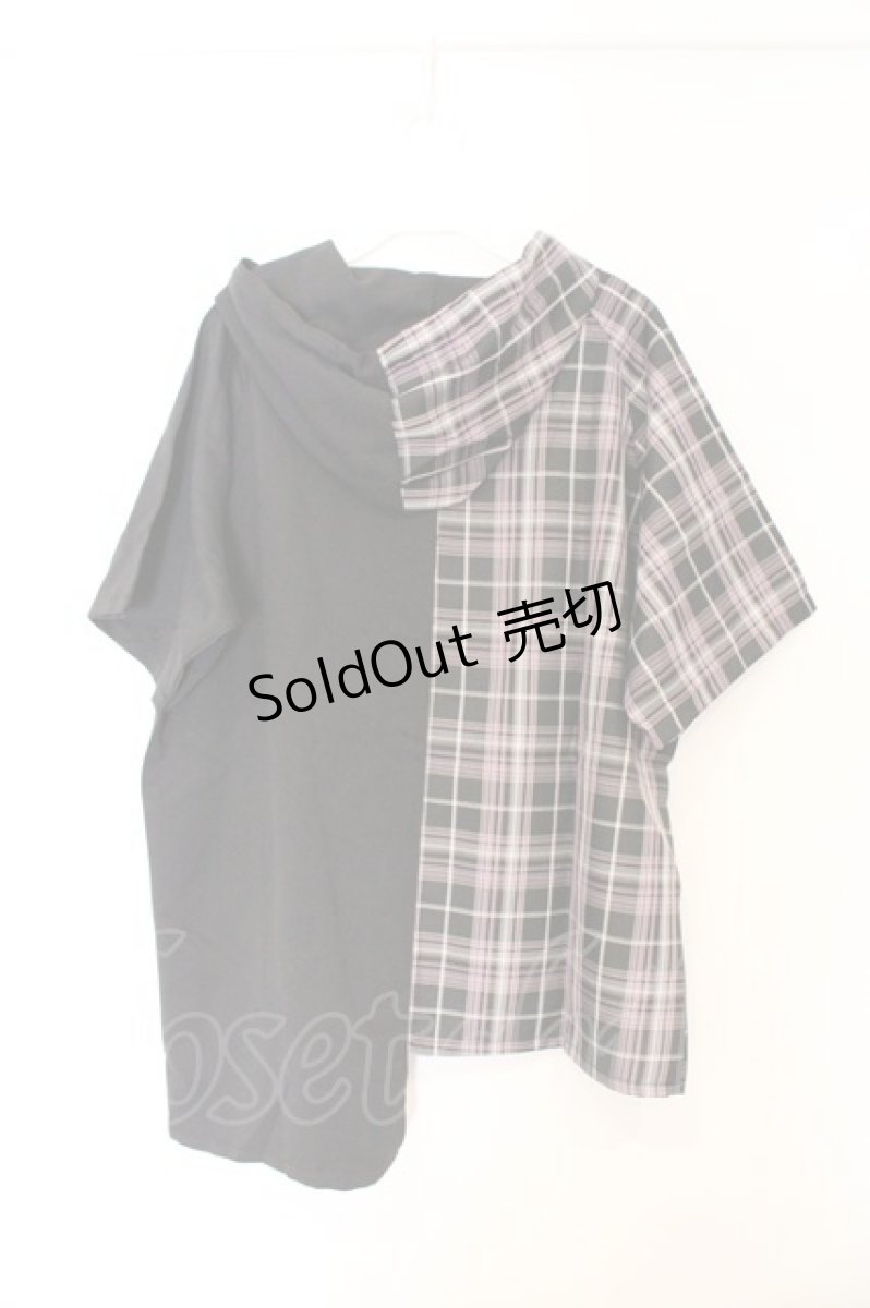 画像3: NieR Clothing / コルセットベルト付きTWO-TONE SHIRT ZIP OUTER【PINK】 パーカー  ブラック×ピンク O-26-03-12-1029-PU-TO-IG-OS (3)