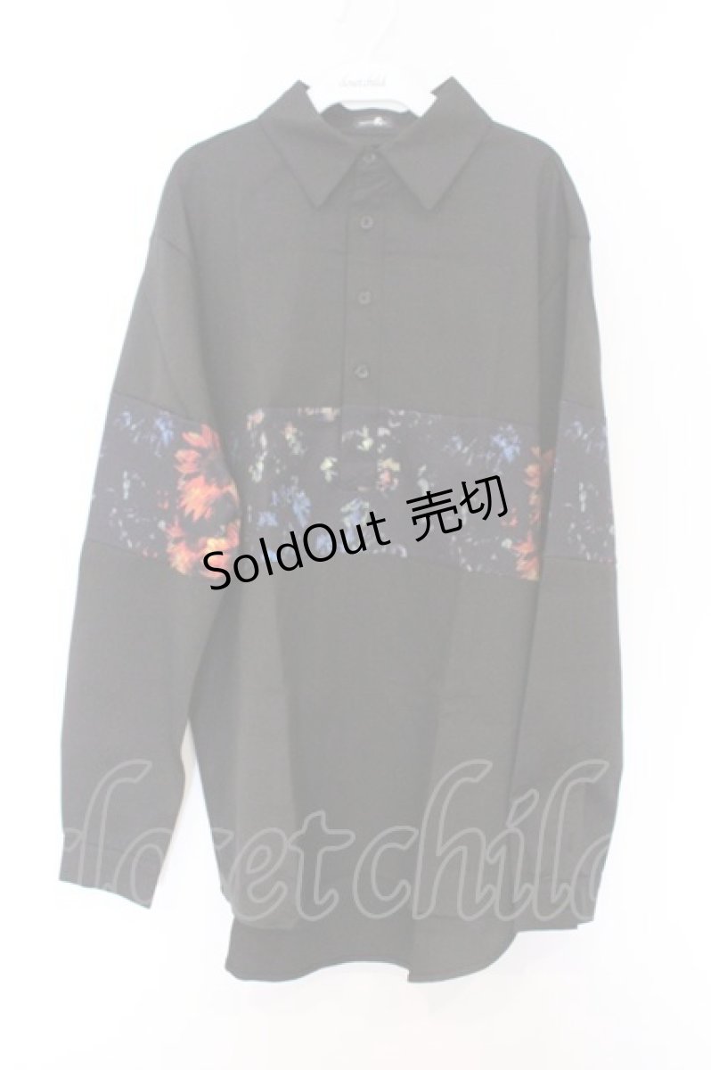 画像1: NieR Clothing / ブロッキングプルオーバーシャツ  向日葵　ブラック O-26-03-12-1033-PU-BL-IG-OS (1)