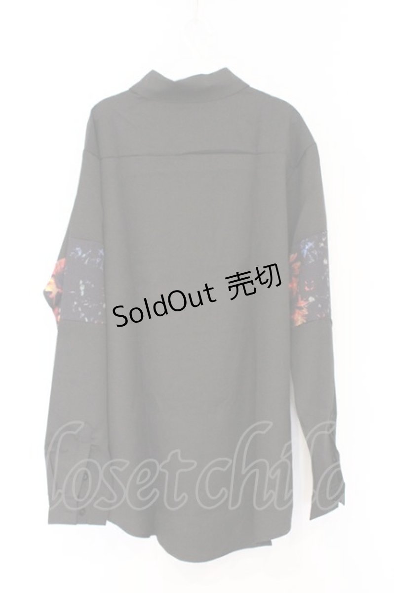 画像3: NieR Clothing / ブロッキングプルオーバーシャツ  向日葵　ブラック O-26-03-12-1033-PU-BL-IG-OS (3)