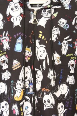 画像2: NieR Clothing / 転写ZIPパーカー  ブラック NieRちゃん総柄 O-26-03-12-1036-PU-TO-IG-OS