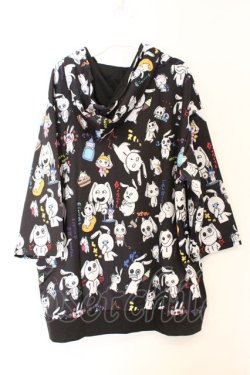 画像3: NieR Clothing / 転写ZIPパーカー  ブラック NieRちゃん総柄 O-26-03-12-1036-PU-TO-IG-OS