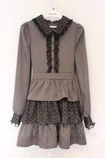 画像1: evelyn / ハートレースティアードワンピース  チャコール O-26-03-12-1049-LO-OP-IG-OS (1)
