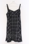 Rilly emulie / Heart Cut Check Cami Onepiece （ハートカットチェックキャミワンピース）  クロ O-26-03-12-1050-PU-OP-IG-OS