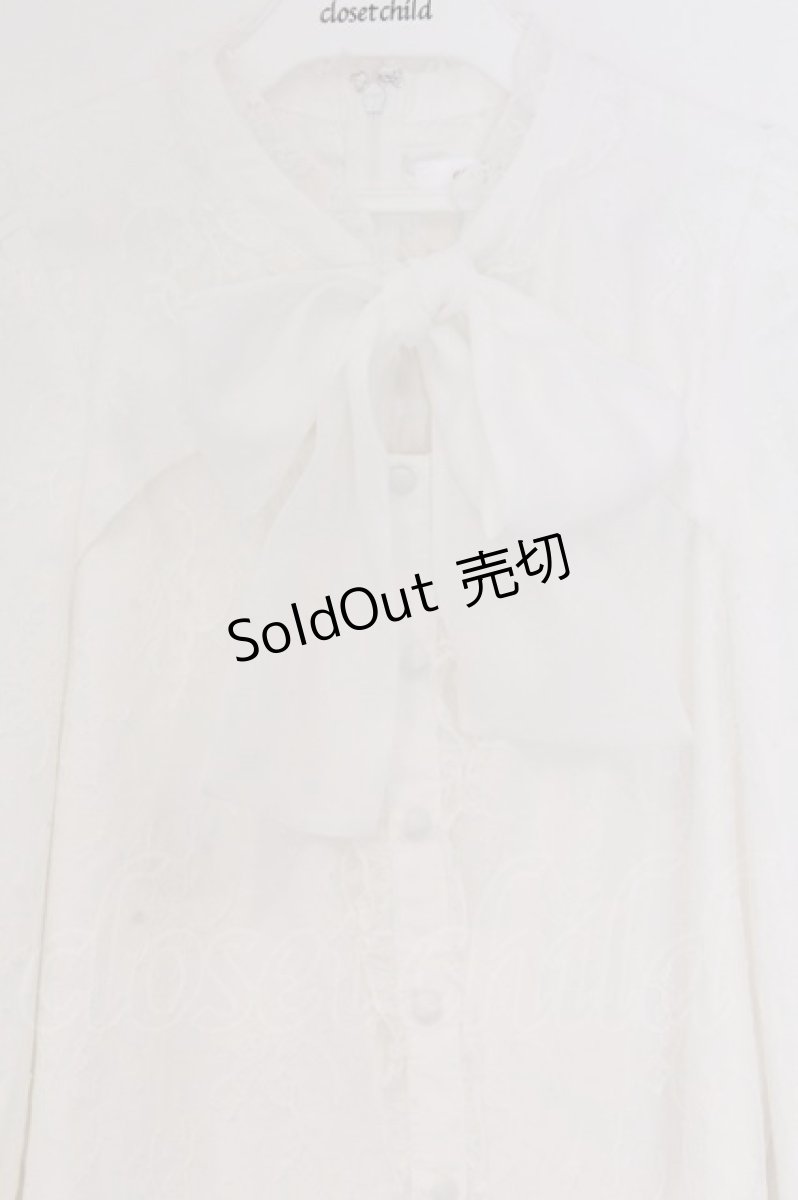 画像2: evelyn / チョーカーレースリボンブラウス  シロ O-26-03-12-1052-LO-BL-IG-OS (2)