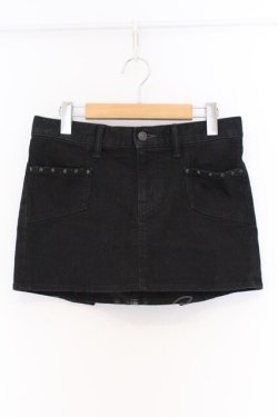 画像1: HYSTERIC GLAMOUR / バックレースアップマイクロミニデニムスカート 26インチ ブラック O-26-03-12-1054-PU-SK-OW-OS