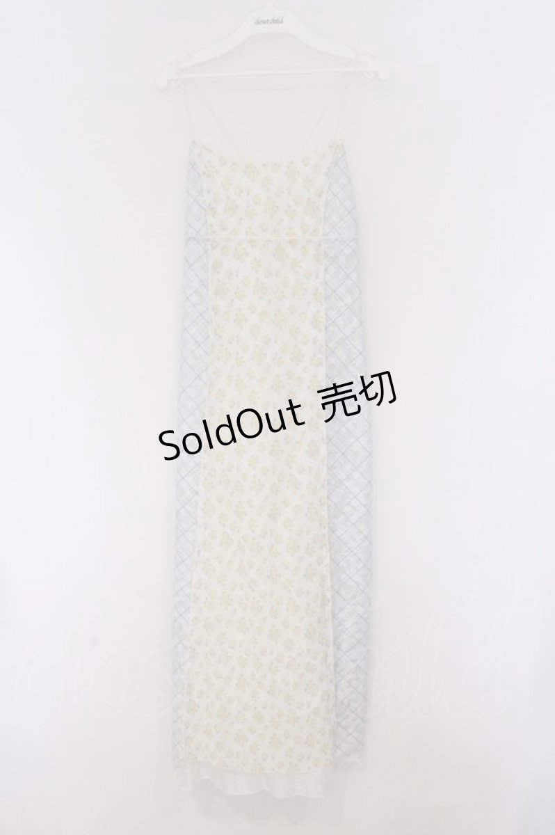 画像1: merry jenny / flower × check キャミワンピース  アイボリー×サックス×イエロー O-26-03-12-1014-LO-OP-IG-OS (1)