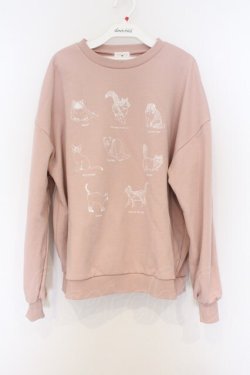 画像1: merry jenny / 猫図鑑スウェット  ピンク O-26-03-12-1015-LO-TO-IG-OS