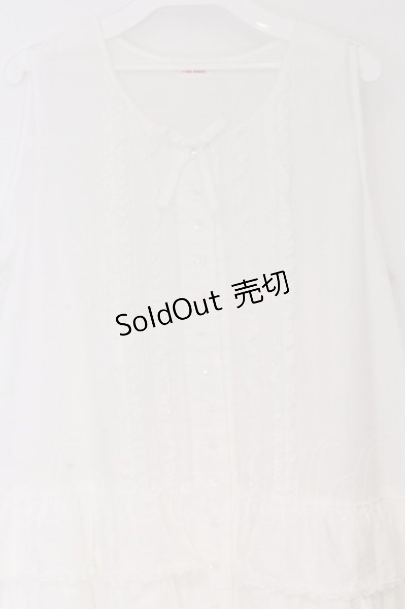 画像2: PINK HOUSE / たくし上げリボン付きワンピース  シロ O-26-03-12-1018-LO-OP-IG-OS (2)