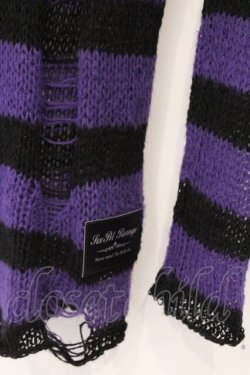 画像2: SEX POT ReVeNGe / ボーダーデストロイニットソー  パープルｘブラック O-26-03-12-1019-SP-TO-YM-OS