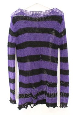 画像3: SEX POT ReVeNGe / ボーダーデストロイニットソー  パープルｘブラック O-26-03-12-1019-SP-TO-YM-OS