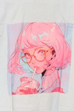 画像2: NieR Clothing / プリントTシャツ XL サックス　バックガールプリント O-26-03-12-1028-PU-TS-IG-OS