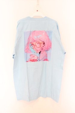 画像3: NieR Clothing / プリントTシャツ XL サックス　バックガールプリント O-26-03-12-1028-PU-TS-IG-OS