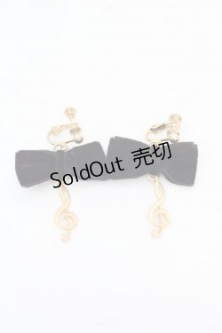 画像1: Fi.n.t / 別珍リボン使いイヤリング  ゴールド×クロ O-26-03-12-013-CA-AC-OW-OS