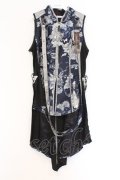 Qutie Frash / 後ろロングチャイナベスト  ネイビー×シルバー O-26-03-13-003-QU-TO-OW-OS