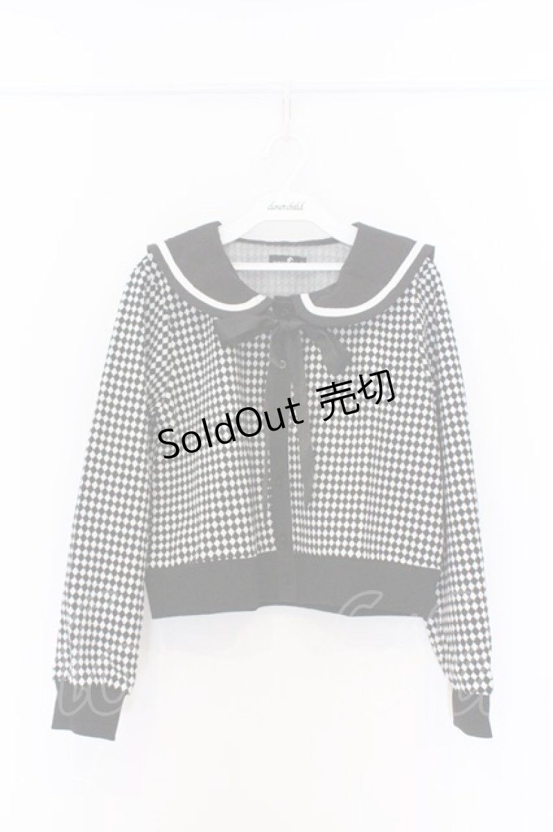 画像1: NieR Clothing / ダイヤ柄セーラーカーディガン F ブラック O-26-03-13-037-PU-TO-OW-OS (1)