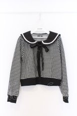 画像1: NieR Clothing / ダイヤ柄セーラーカーディガン F ブラック O-26-03-13-037-PU-TO-OW-OS (1)