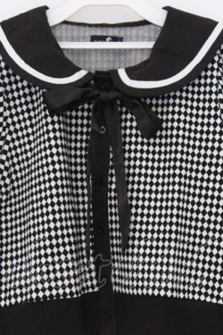 画像2: NieR Clothing / ダイヤ柄セーラーカーディガン F ブラック O-26-03-13-037-PU-TO-OW-OS