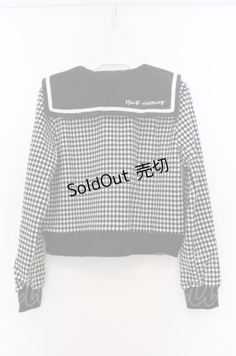 画像3: NieR Clothing / ダイヤ柄セーラーカーディガン F ブラック O-26-03-13-037-PU-TO-OW-OS (3)