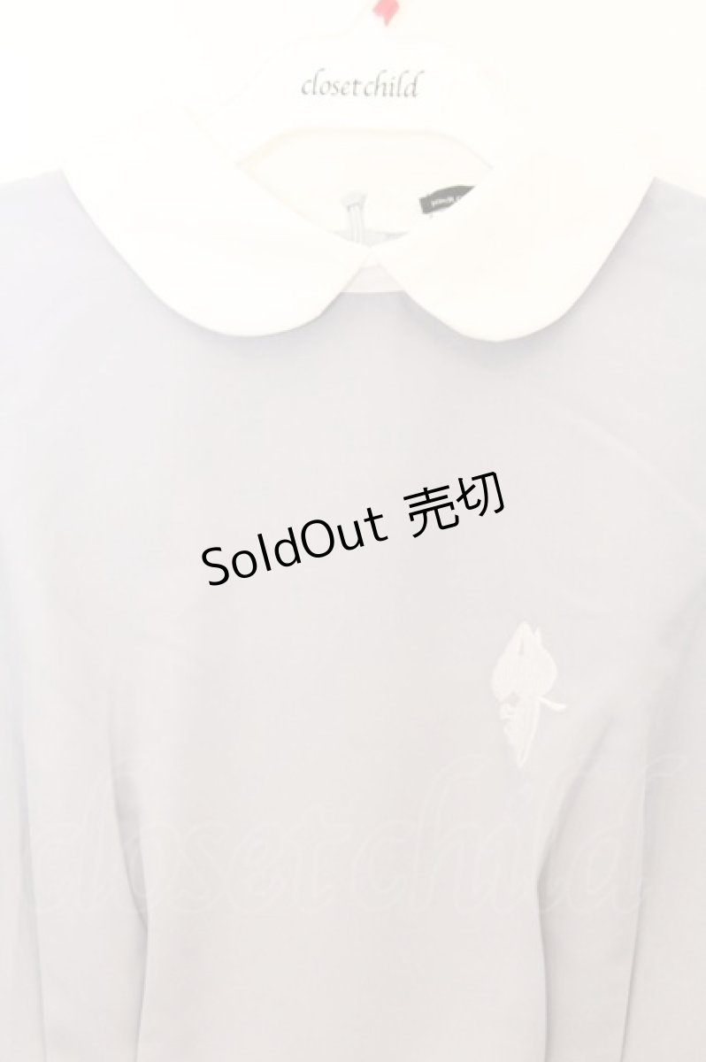 画像2: NieR Clothing / 配色襟付きパワーショルダーワンピース F ブルーグレー×ホワイト O-26-03-13-039-PU-OP-OW-ZT551 (2)
