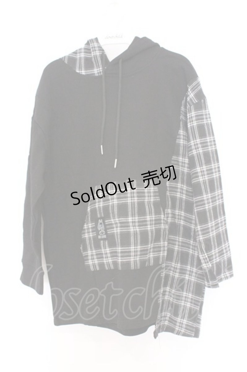 画像1: NieR Clothing / チェック切替パーカー F ブラック O-26-03-13-052-PU-TO-OW-OS (1)