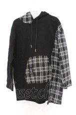 画像1: NieR Clothing / チェック切替パーカー F ブラック O-26-03-13-052-PU-TO-OW-OS (1)