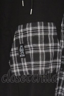 画像2: NieR Clothing / チェック切替パーカー F ブラック O-26-03-13-052-PU-TO-OW-OS