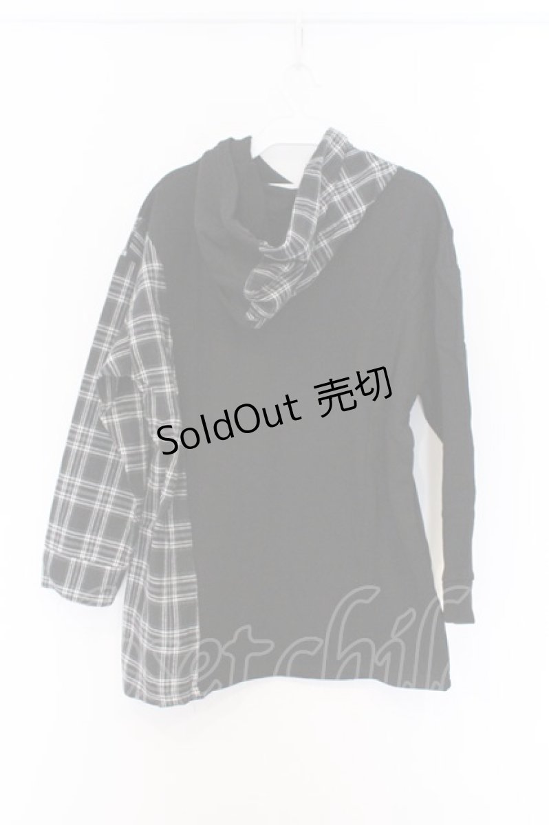 画像3: NieR Clothing / チェック切替パーカー F ブラック O-26-03-13-052-PU-TO-OW-OS (3)