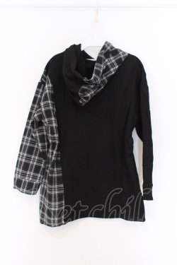 画像3: NieR Clothing / チェック切替パーカー F ブラック O-26-03-13-052-PU-TO-OW-OS