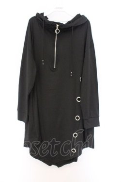 画像1: NieR Clothing / 変型LONG HALF ZIP PULLOVER　プルオーバー F ブラック O-26-03-13-053-PU-TO-OW-OS