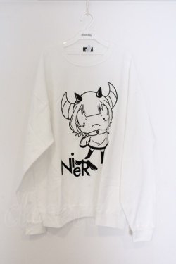 画像1: NieR Clothing / プリントトレーナー XL ホワイト×デビルガール O-26-03-13-062-PU-TO-OW-OS