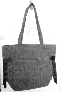 画像3: Maison de FLEUR / サイドリボンチェックMトート  クロ O-26-03-13-1034-LO-BG-OW-OS