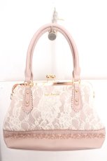 画像1: axes femme / レース重ねがま口ボストン  ピンク O-26-03-13-1039-AX-BG-OW-ZTK046 (1)