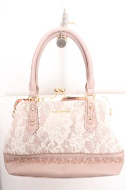 画像1: axes femme / レース重ねがま口ボストン  ピンク O-26-03-13-1039-AX-BG-OW-OS