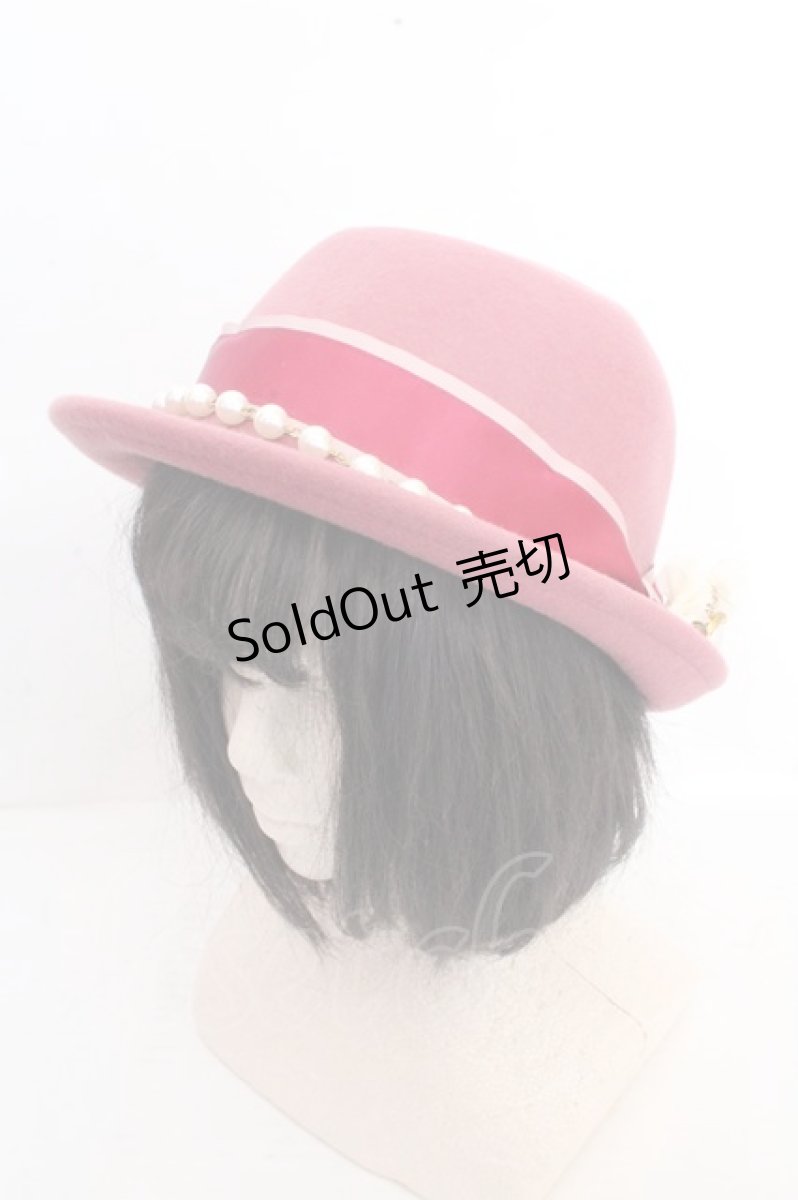 画像1: axes femme POETIQUE / パールボーラーハット 56-58cm ピンク O-26-03-13-1008-AX-AC-IG-ZTK048 (1)