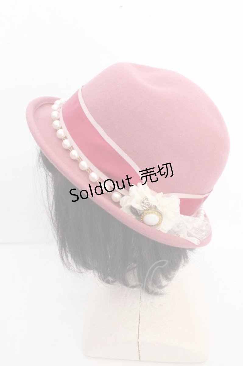 画像2: axes femme POETIQUE / パールボーラーハット 56-58cm ピンク O-26-03-13-1008-AX-AC-IG-ZTK048 (2)