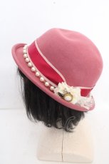 画像2: axes femme POETIQUE / パールボーラーハット 56-58cm ピンク O-26-03-13-1008-AX-AC-IG-ZTK048 (2)