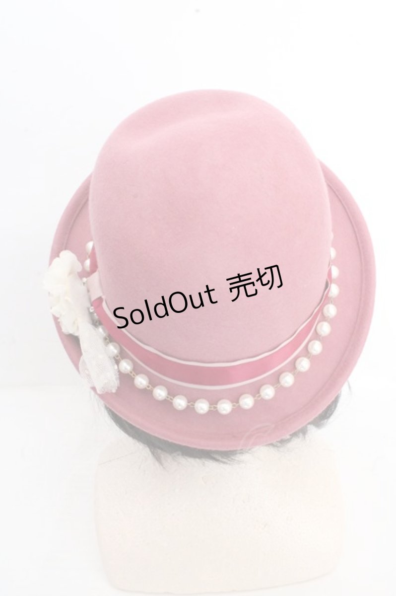 画像3: axes femme POETIQUE / パールボーラーハット 56-58cm ピンク O-26-03-13-1008-AX-AC-IG-ZTK048 (3)