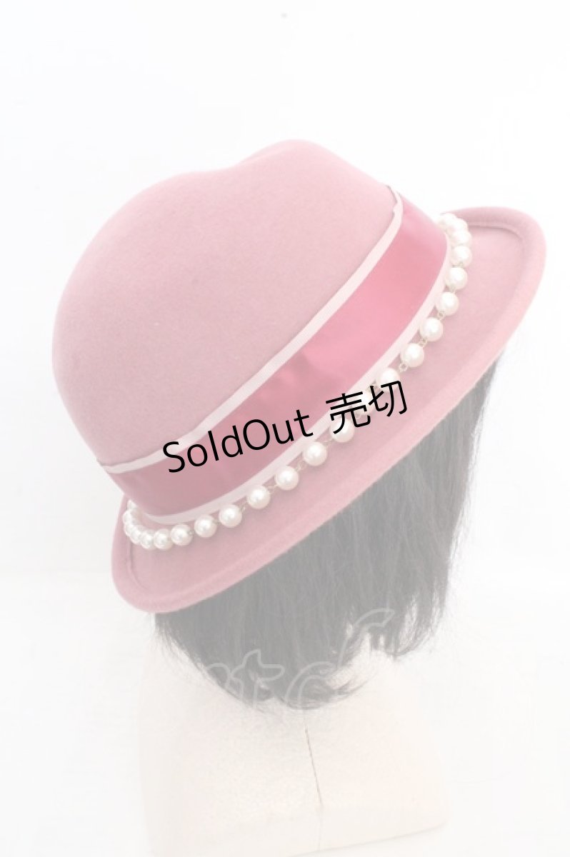 画像4: axes femme POETIQUE / パールボーラーハット 56-58cm ピンク O-26-03-13-1008-AX-AC-IG-ZTK048 (4)